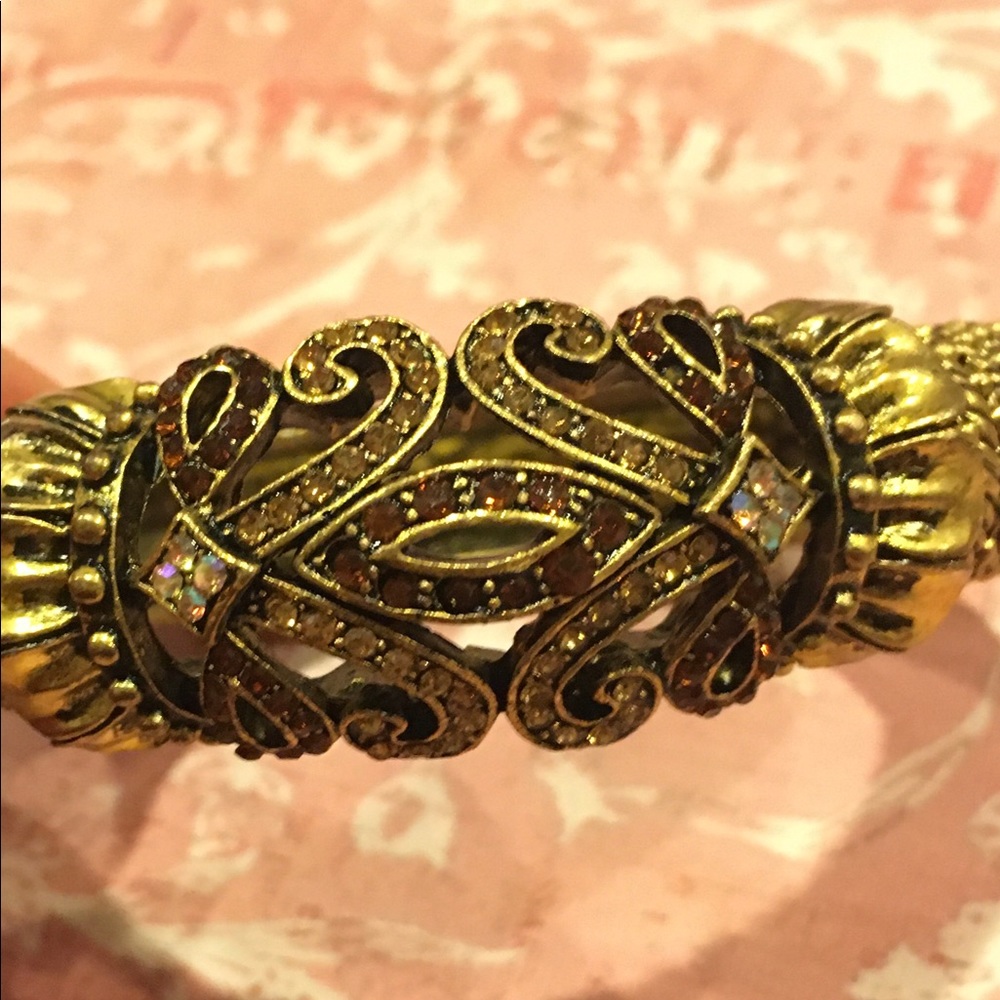 Pretty Golden Bracelets Embellished W/ Rhinestone - Picture 2 of 3